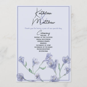 Dusty Blue Floral Watercolor Wedding Programme
