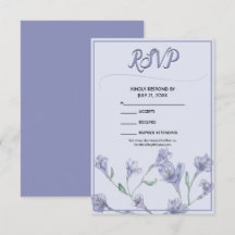 Dusty Blue Floral Watercolor Wedding RSVP
