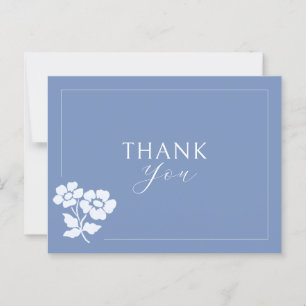 Dusty Blue   Floral Watercolor Wedding Thank You Postcard