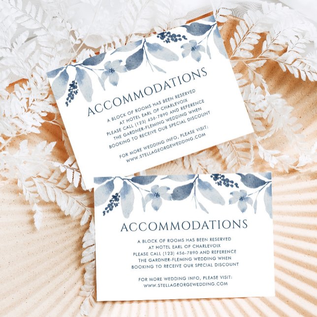 Dusty Blue Floral Wedding Accommodations Card (Creator Uploaded)