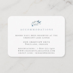 Dusty Blue Floral Wedding Accommodations Enclosure Card