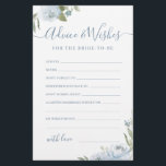 Dusty blue floral wedding advice & wishes card<br><div class="desc">These advice & wishes cards are sweet keepsakes for the bride and couple,  features romantic watercolor floral in dusty blue and sage green,  and stylish modern script,  simple and elegant,  great activity for modern boho bridal shower,  botanical garden wedding parties. 
See all the bridal shower games in collection.</div>
