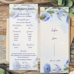 Dusty Blue Floral Wedding Ceremony Program Invitation