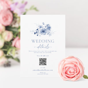 Dusty Blue Floral Wedding Details Card