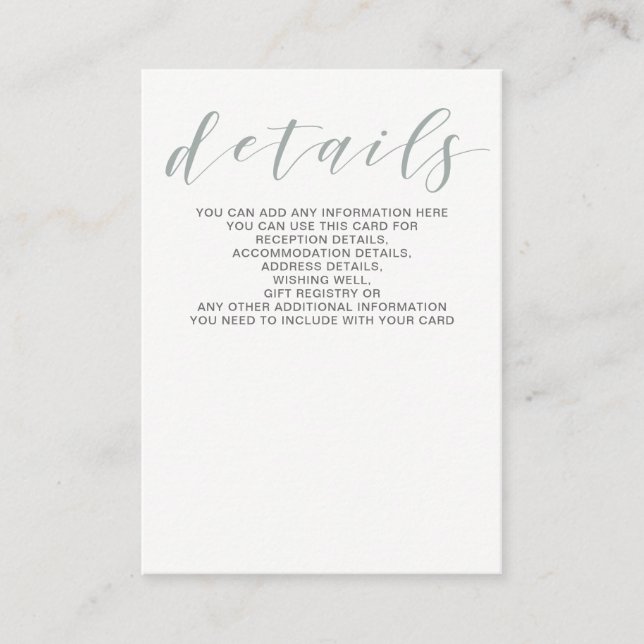 Dusty Blue Floral Wedding details card (Front)
