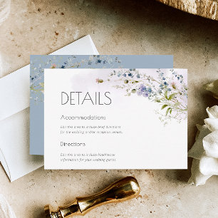 Dusty Blue Floral Wedding Details Enclosure Card 