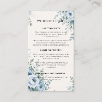 Dusty Blue Floral Wedding Enclosure Card