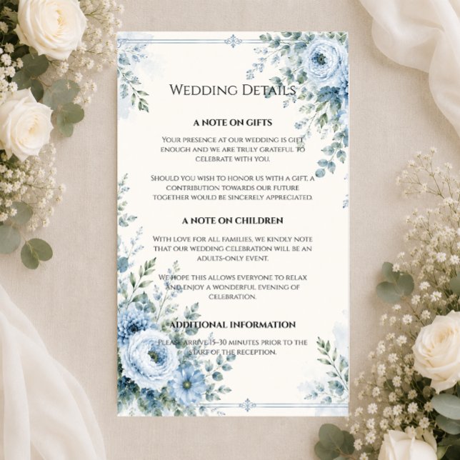 Dusty Blue Floral Wedding Enclosure Card (Creator Uploaded)