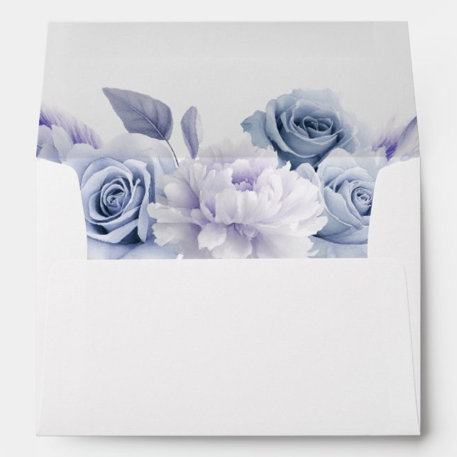 Dusty Blue Floral Wedding Envelope (Back (Bottom))