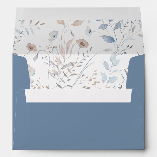 Dusty Blue Floral Wedding Envelope (Back (Bottom))