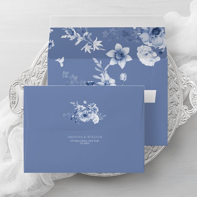Dusty Blue Floral Wedding Envelope (Creator Uploaded)