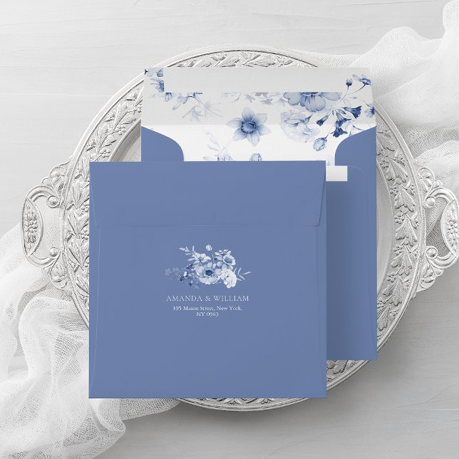 Dusty Blue Floral Wedding Envelope (Creator Uploaded)