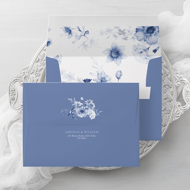 Dusty Blue Floral Wedding Envelope (Creator Uploaded)