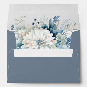 Dusty Blue Floral Wedding Envelope Liner