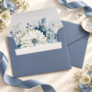 Dusty Blue Floral Wedding Envelope Liner