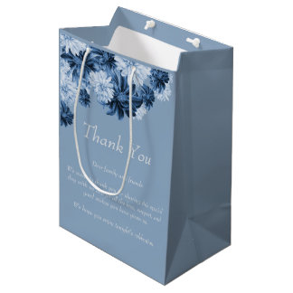 Dusty Blue Floral Wedding Favor Gift Bag
