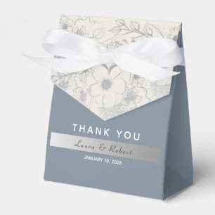 Dusty Blue Floral Wedding Favour Box