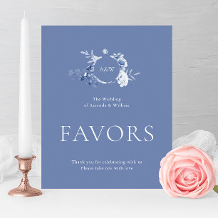 Dusty Blue Floral Wedding Favour Sign