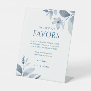 Dusty Blue Floral Wedding In Lieu of Favours Sign