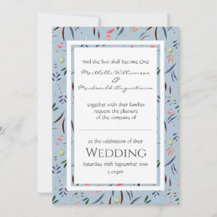 Dusty Blue Floral WEDDING Invitation
