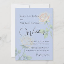 Dusty Blue Floral Wedding Invitation