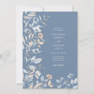 Dusty Blue Floral Wedding Invitation