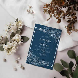 Dusty Blue Floral Wedding Invitation