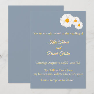 Dusty Blue Floral Wedding Invitation