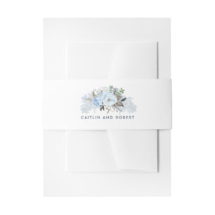 Dusty Blue Floral Wedding Invitation Belly Band
