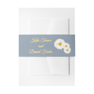 Dusty Blue Floral Wedding Invitation Belly Band