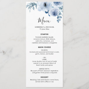 dusty blue floral wedding menu
