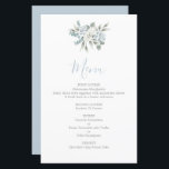 Dusty Blue floral wedding Menu Card<br><div class="desc">Dusty Blue floral wedding menu card</div>