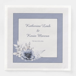 Dusty Blue Floral Wedding Napkin