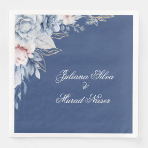 Dusty Blue Floral Wedding Napkins