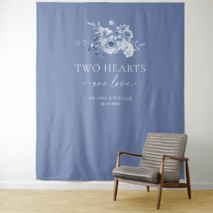 Dusty Blue Floral Wedding Photo Backdrop Tapestry