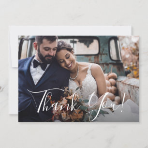 Dusty Blue Floral Wedding Photo Thank You