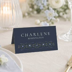 Dusty Blue Floral Wedding Place Card