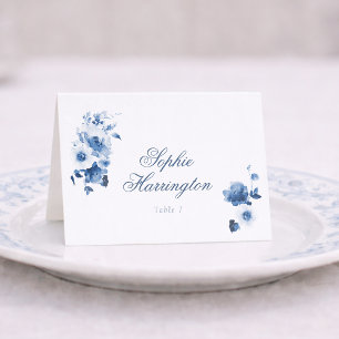 Dusty Blue Floral Wedding Place Card