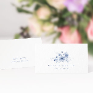 Dusty Blue Floral Wedding Place Card