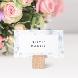 Dusty Blue Floral Wedding Place Card