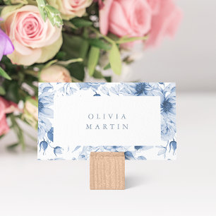 Dusty Blue Floral Wedding Place Card