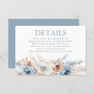 Dusty Blue Floral Wedding Reception Details Enclosure Card