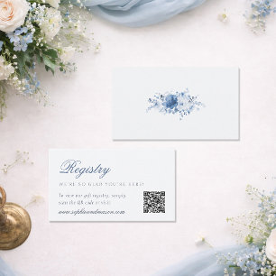 Dusty Blue Floral Wedding Registry Card
