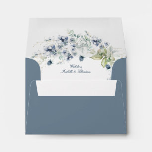Dusty Blue Floral Wedding Return Address Envelope