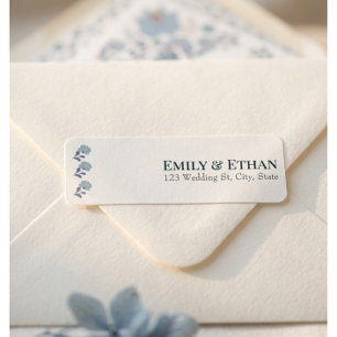 Dusty Blue Floral Wedding Return Address Label