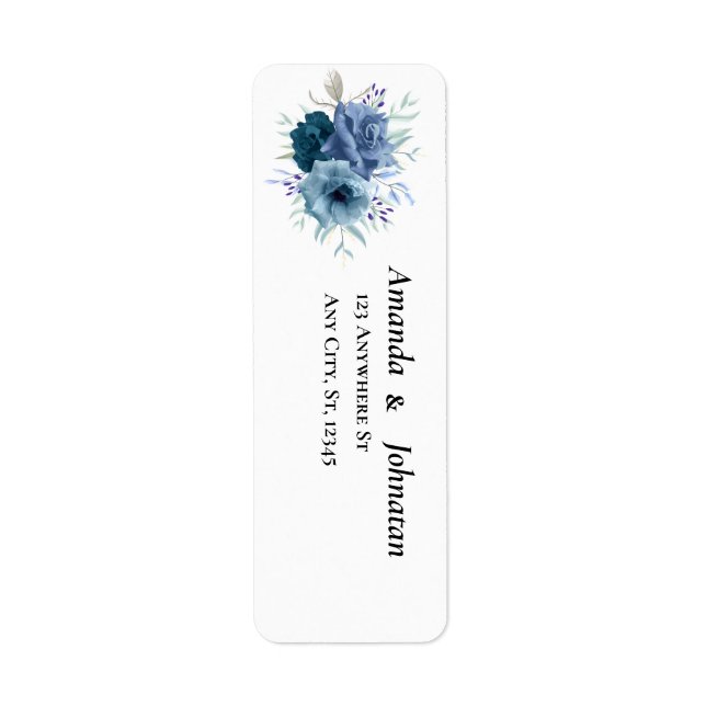 Dusty Blue Floral Wedding Return Address Labels  (Front)