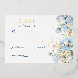 Dusty Blue Floral Wedding RSVP