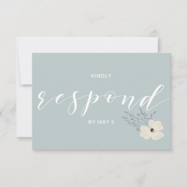 Dusty Blue Floral Wedding rsvp (Front)