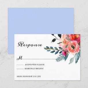Dusty Blue Floral Wedding rsvp Invitation