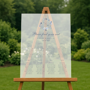 Dusty Blue Floral Wedding Seating Chart